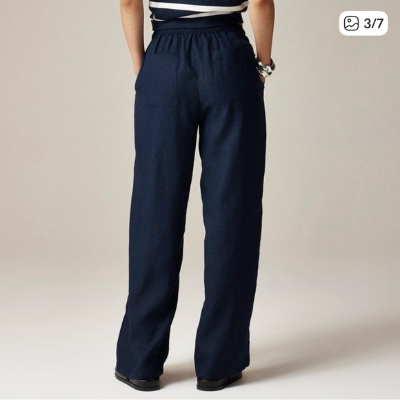 J Crew Soleil Dark Navy Blue Linen Pants Size Small - Picture 2 of 8